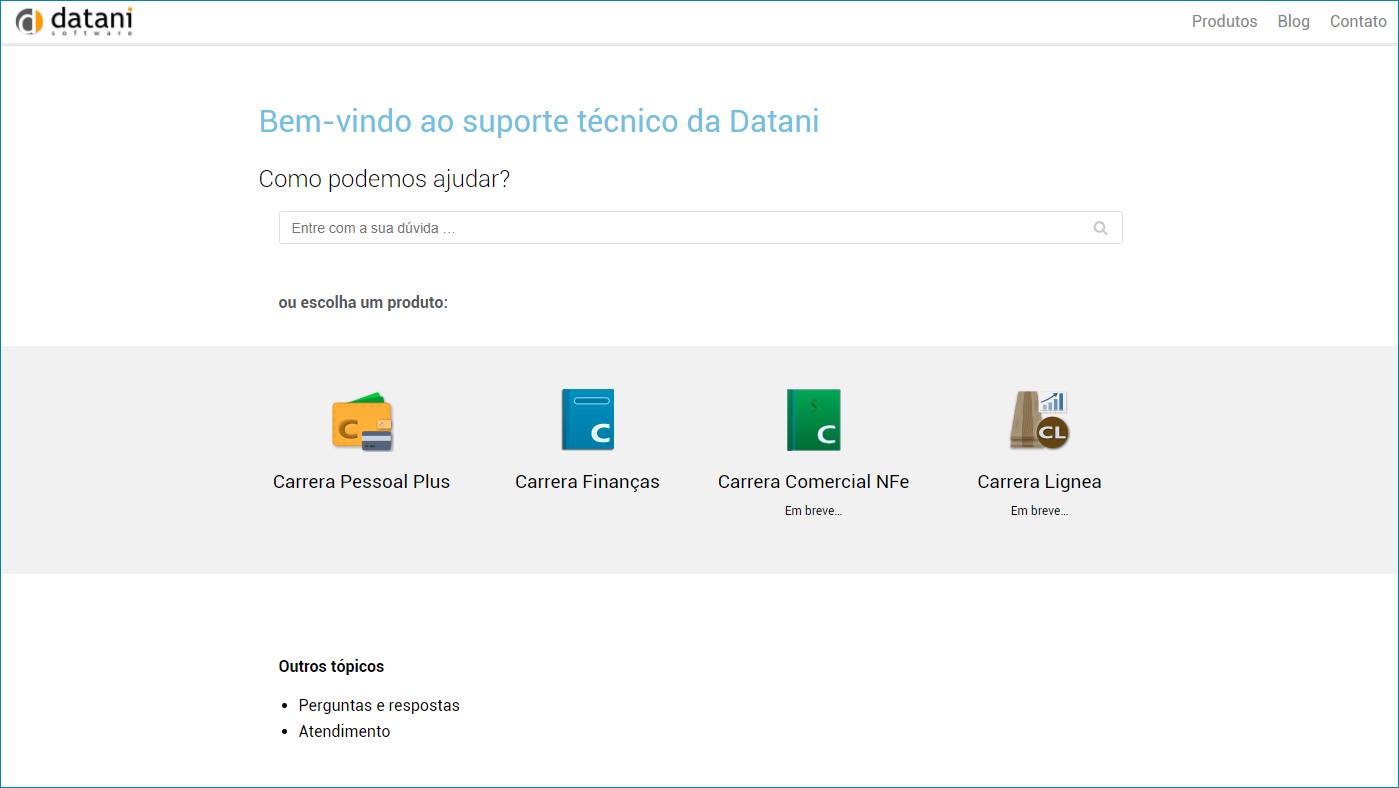 Nova área de Suporte